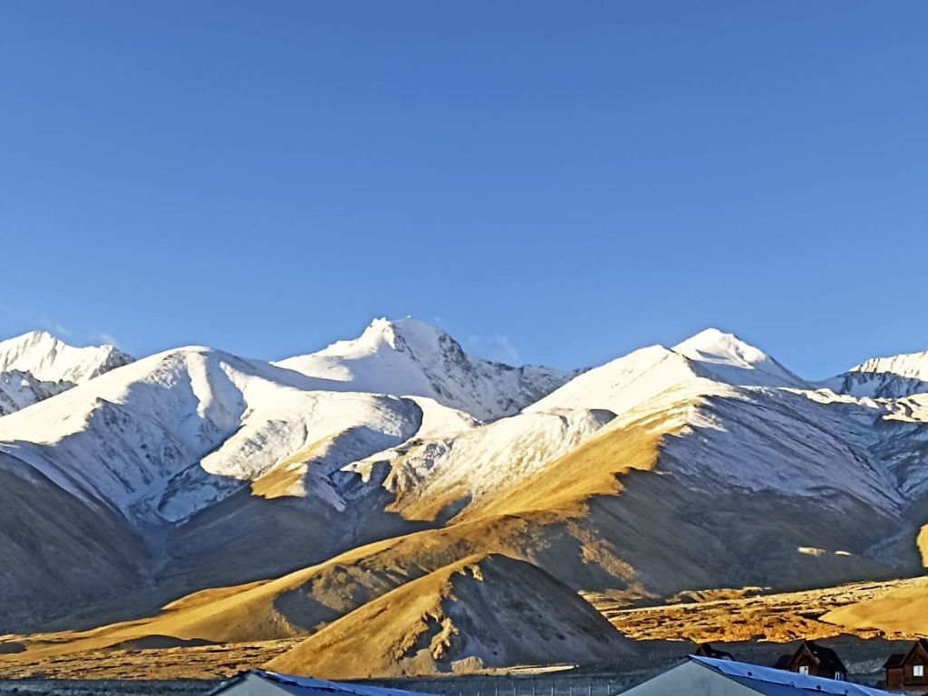 Snow capped mountains