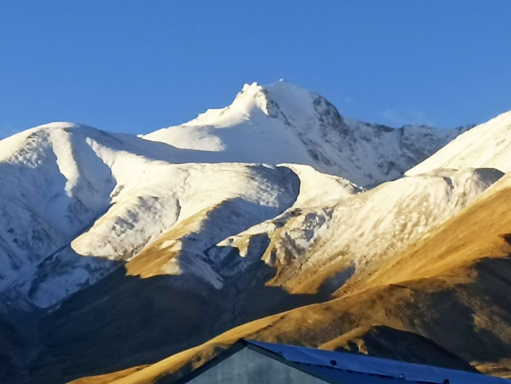 Dramatic snow mountain peak